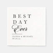 最高の日 |ホワイトウェディングのミニマリスト スタンダードカクテルナプキン (正面)