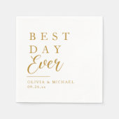 最高の日 |ホワイトウェディングのミニマリスト スタンダードカクテルナプキン (正面)