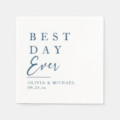 最高の日 |ホワイトウェディングのミニマリスト スタンダードカクテルナプキン (正面)