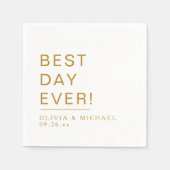 最高の日 |ホワイトウェディングのミニマリスト スタンダードカクテルナプキン (正面)