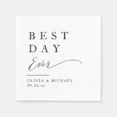 最高の日 |ホワイトウェディングのミニマリスト スタンダードカクテルナプキン (正面)