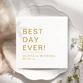 最高の日 |ホワイトウェディングのミニマリスト スタンダードカクテルナプキン