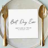 最高の日 |ホワイトウェディングのミニマリスト スタンダードカクテルナプキン