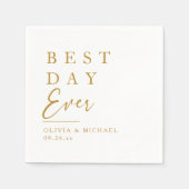 最高の日 |ホワイトウェディングのミニマリスト スタンダードカクテルナプキン (正面)