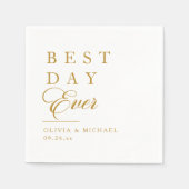 最高の日 |ホワイトウェディングのミニマリスト スタンダードカクテルナプキン (正面)