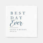 最高の日 |ホワイトウェディングのミニマリスト スタンダードカクテルナプキン (正面)