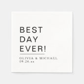 最高の日 |ホワイトウェディングのミニマリスト スタンダードカクテルナプキン (正面)