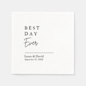 最高の日 |ホワイトウェディングのミニマリスト スタンダードカクテルナプキン (正面)