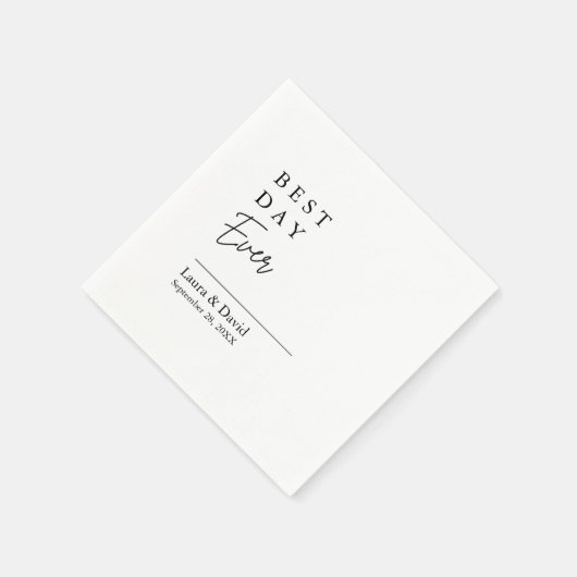 最高の日 |ホワイトウェディングのミニマリスト スタンダードカクテルナプキン (角)