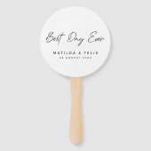 最高の日 |ホワイトウェディングのミニマリスト ハンドファン (裏面)