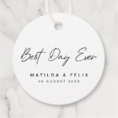 最高の日 |ホワイトウェディングのミニマリスト フェイバータグ (正面)