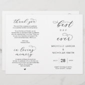 最高の日、折り畳み結婚式 プログラム (正面/裏面)