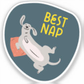 最高の昼寝可愛図解入りの、写真付きのい犬海軍 シール (正面)