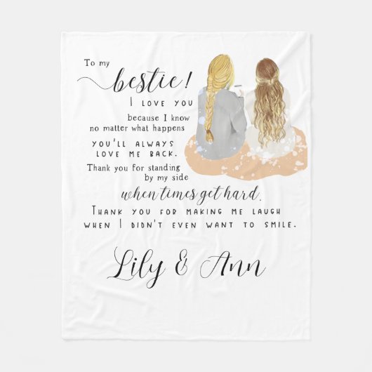 最高の最高の友人ギフトBFFフレンズフォーエバー フリースブランケット (正面)