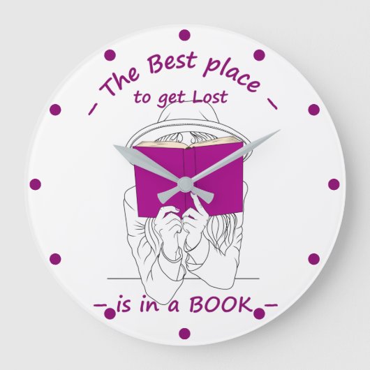 最高の本の中失ったに入る ラージ壁時計 (正面)