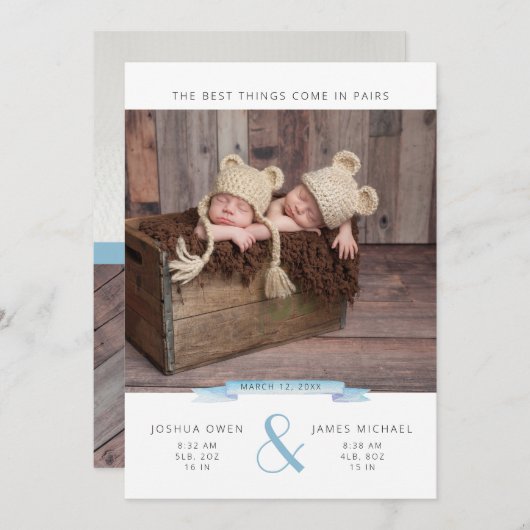 最高の来対の物 |ツインズフォトコラージュ 案内状 (正面/裏面)