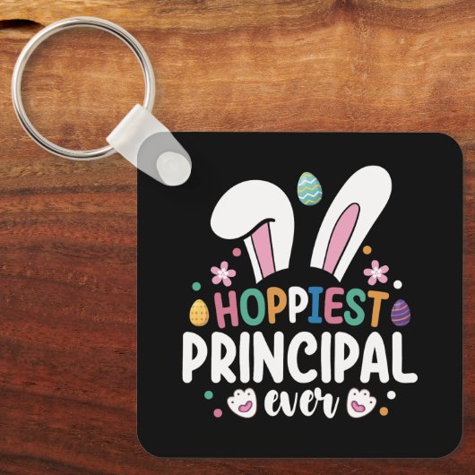 最高の校長エバースクールイースターバニーエッグ キーホルダー (正面)