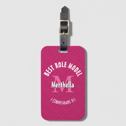 最高の模型母パーソナライズされた父ピンク ラゲッジタグ (正面縦)