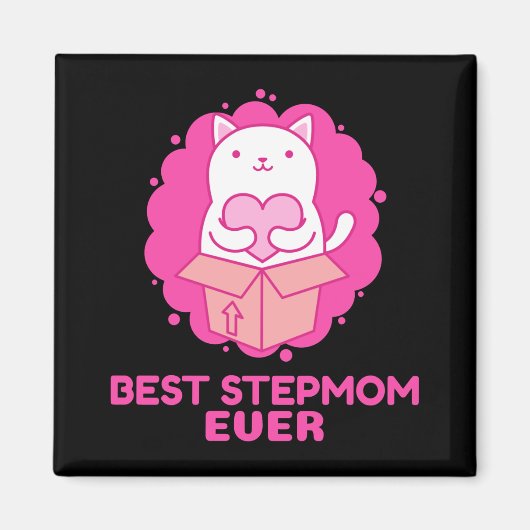 最高の母がハートで猫をステップ マグネット (正面)