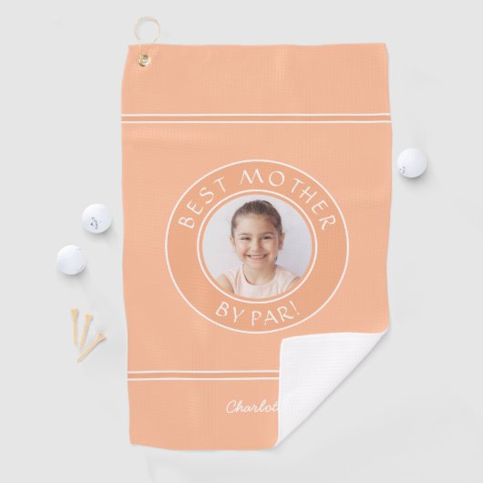 最高の母さんパー写真かわいいスポーツのゴルファー桃 ゴルフタオル (インサイチュ)