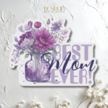 最高の母さん！紫の花瓶母の日