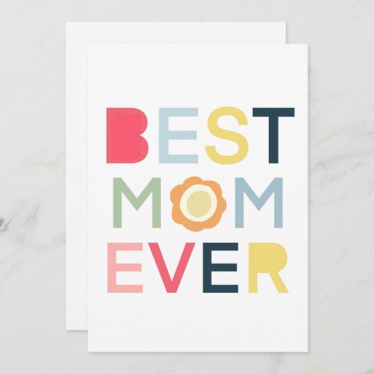 最高の母のカード母の日moms誕生日フラット 案内状 (正面/裏面)