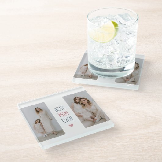 最高の母のガラスコーパーソナライズされたスター ガラスコースター (アングル)