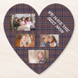 最高の母のタータンチェックでプリド無料スタイルの白フォント ペーパーコースター