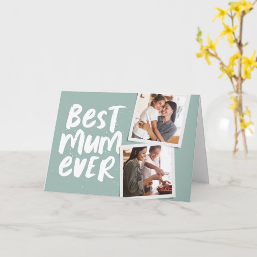 最高の母のトレンディー写真セージ緑の母の日 カード (黄色い花)