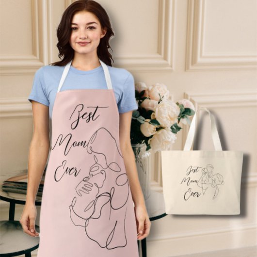 最高の母のトレンディー1行と子クラシック供 エプロン