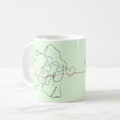 最高の母のトレンディー1行の母性ハート コーヒーマグカップ (正面左)