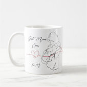 最高の母のトレンディー1行の母性ハート コーヒーマグカップ (左)