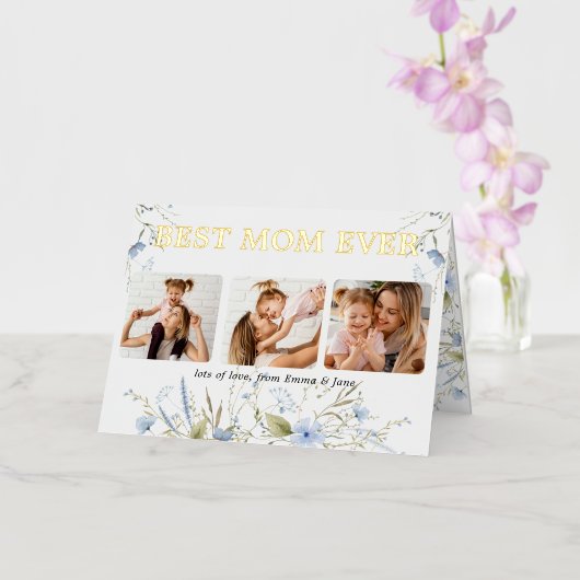 最高の母のフローラ写真マザーズの日 箔グリーティングカード (蘭)