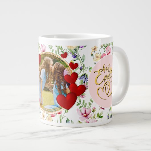 最高の母のフローラ写真母の日 ジャンボコーヒーマグカップ (正面右)