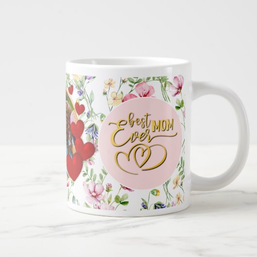 最高の母のフローラ写真母の日 ジャンボコーヒーマグカップ (右)