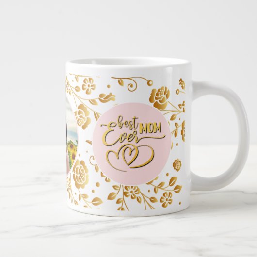 最高の母のフローラ写真母の日 ジャンボコーヒーマグカップ (右)