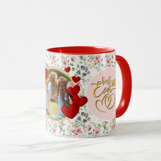 最高の母のフローラ写真母の日 マグカップ (正面右)