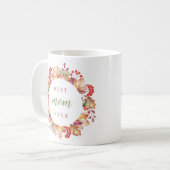 最高の母のフローラ母の日のプレゼント コーヒーマグカップ (正面左)