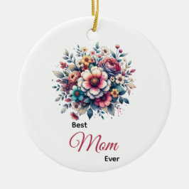 最高の母のフローラ水色 セラミックオーナメント