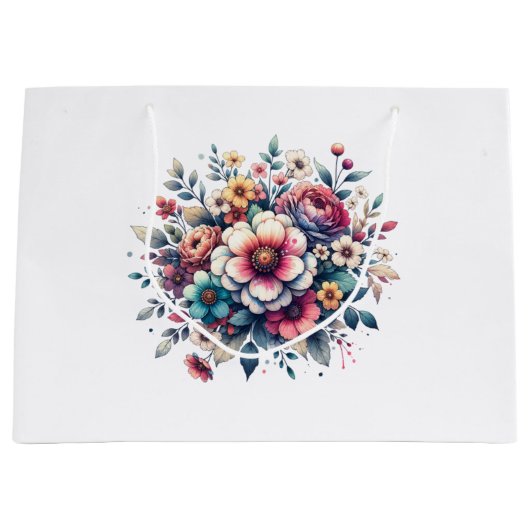 最高の母のフローラ水色 ラージペーパーバッグ (正面)