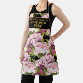 最高の母のブラック金ゴールド名ピンク牡丹フローラ エプロン (インサイチュ)