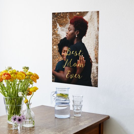 最高の母のプレゼント写真カスタマイズ 箔ポスター (レイダウン (キッチン))