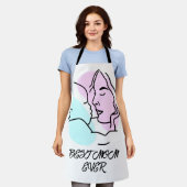 最高の母のミニマルなラインアート母の日 エプロン (着用した状態)