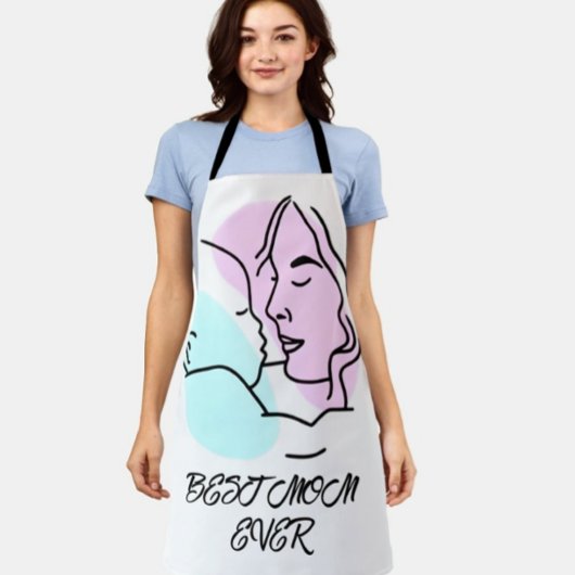 最高の母のミニマルなラインアート母の日 エプロン