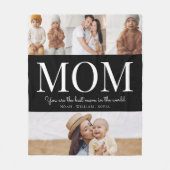 最高の母のモノクロ4枚 フリースブランケット (正面)