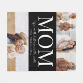 最高の母のモノクロ4枚 フリースブランケット (正面(横))