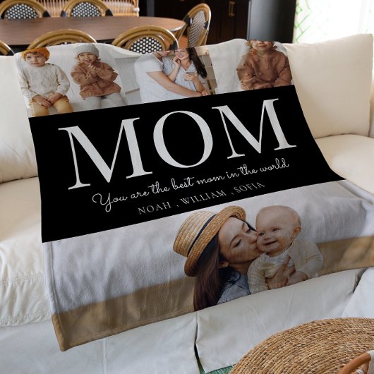 最高の母のモノクロ4枚 フリースブランケット