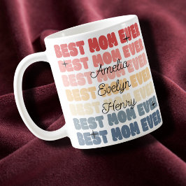 最高の母のレトロの子供の名前の母の日のギフト コーヒーマグカップ