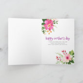 最高の母のヴィンテージピンクの金ゴールドフローラ水色 カード (内部)