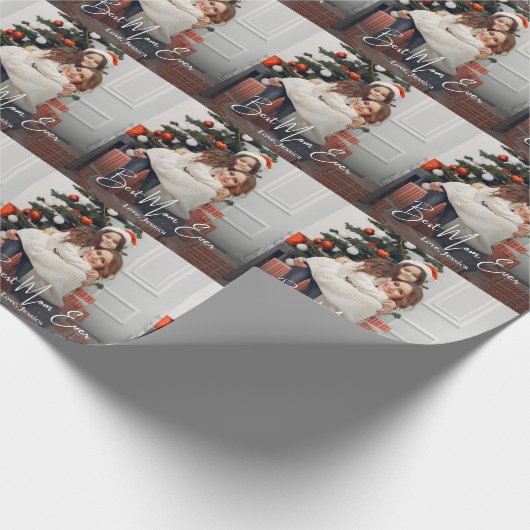 最高の母の写パーソナライズされた真 ラッピングペーパー (角)